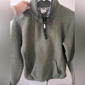 “PINK” sz XS Olive green Sherpa pullover